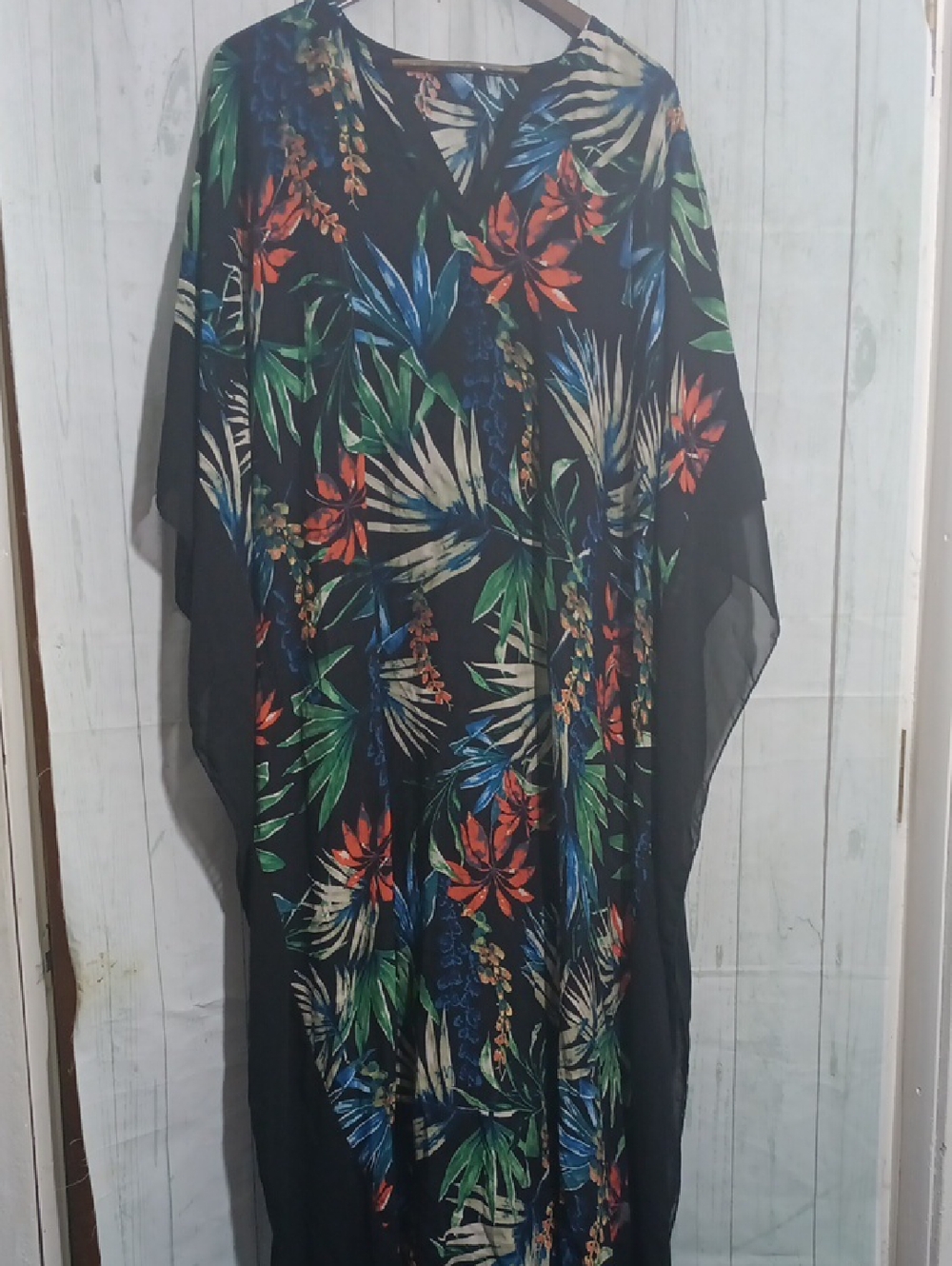 Tropical Floral Black Kaftan